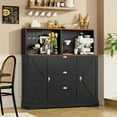 thumbnail image 4 of Homfa Coffee Bar Cabinet with Hutch, 47.2" W Kitchen Buffet Sideboard Cabinet with 3 Drawers & USB Power Station, Black, 4 of 7