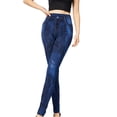 thumbnail image 3 of Nmnitkp Pants for Women Tight Imitation Denim Printing Seamless Bottom Pants High Elastic Pencil Pants Long Pants Blue,Free Size, 3 of 6