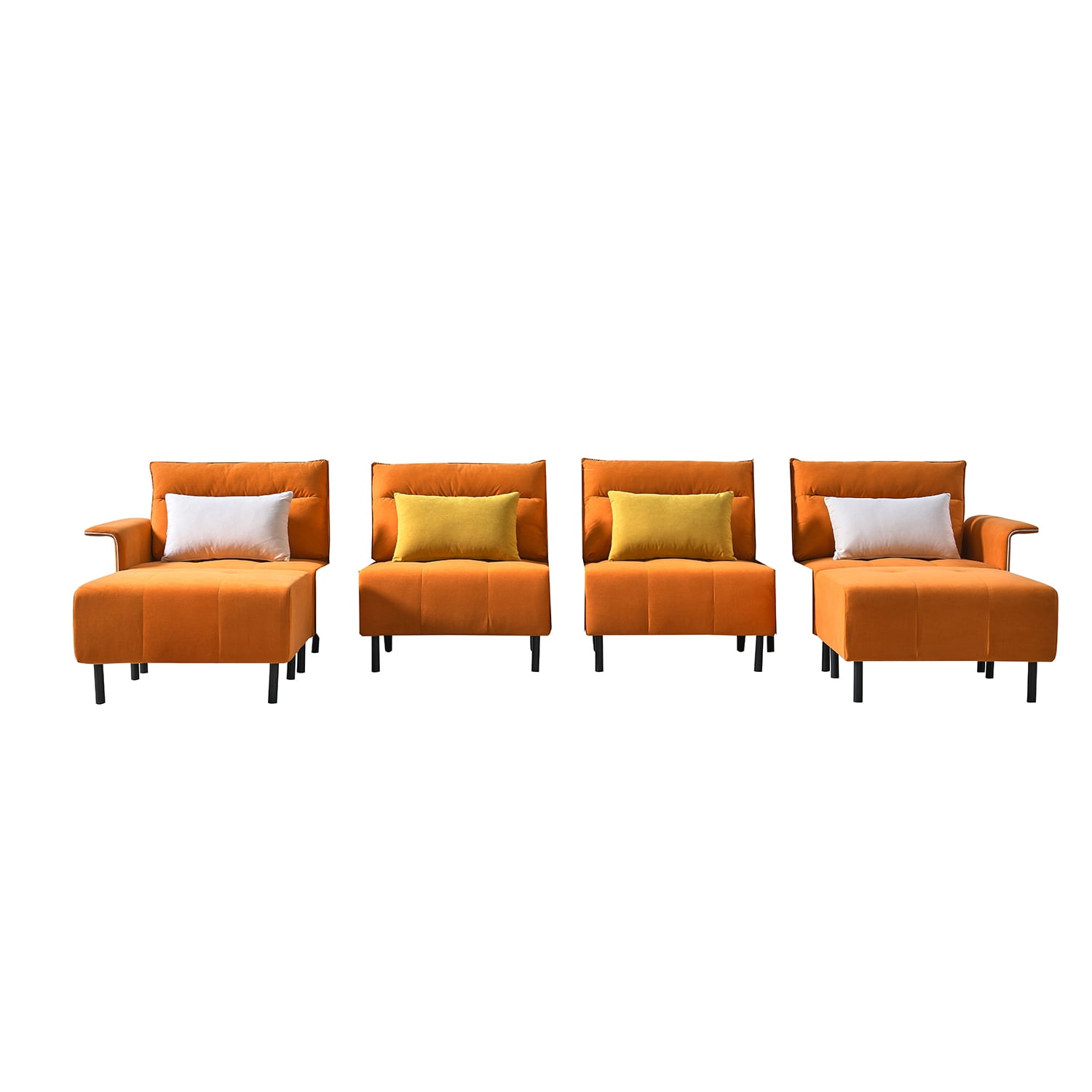 Kadyn U-Shaped Sectional Sofa, Convertible Modular Sectional sofa with 2 Removeable Ottoman and 4 Pillows, Reversible Sectional Couch for Living Room, Orange