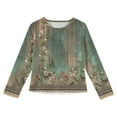 thumbnail image 4 of LTTVQM Shirts for Kids Girls 5-6 Long Sleeve Casual Winter Floral Print Tunic Tops Loose Fit Crew Neck Blouses Comfy Shirts Army Green 5-6 Years, 4 of 4