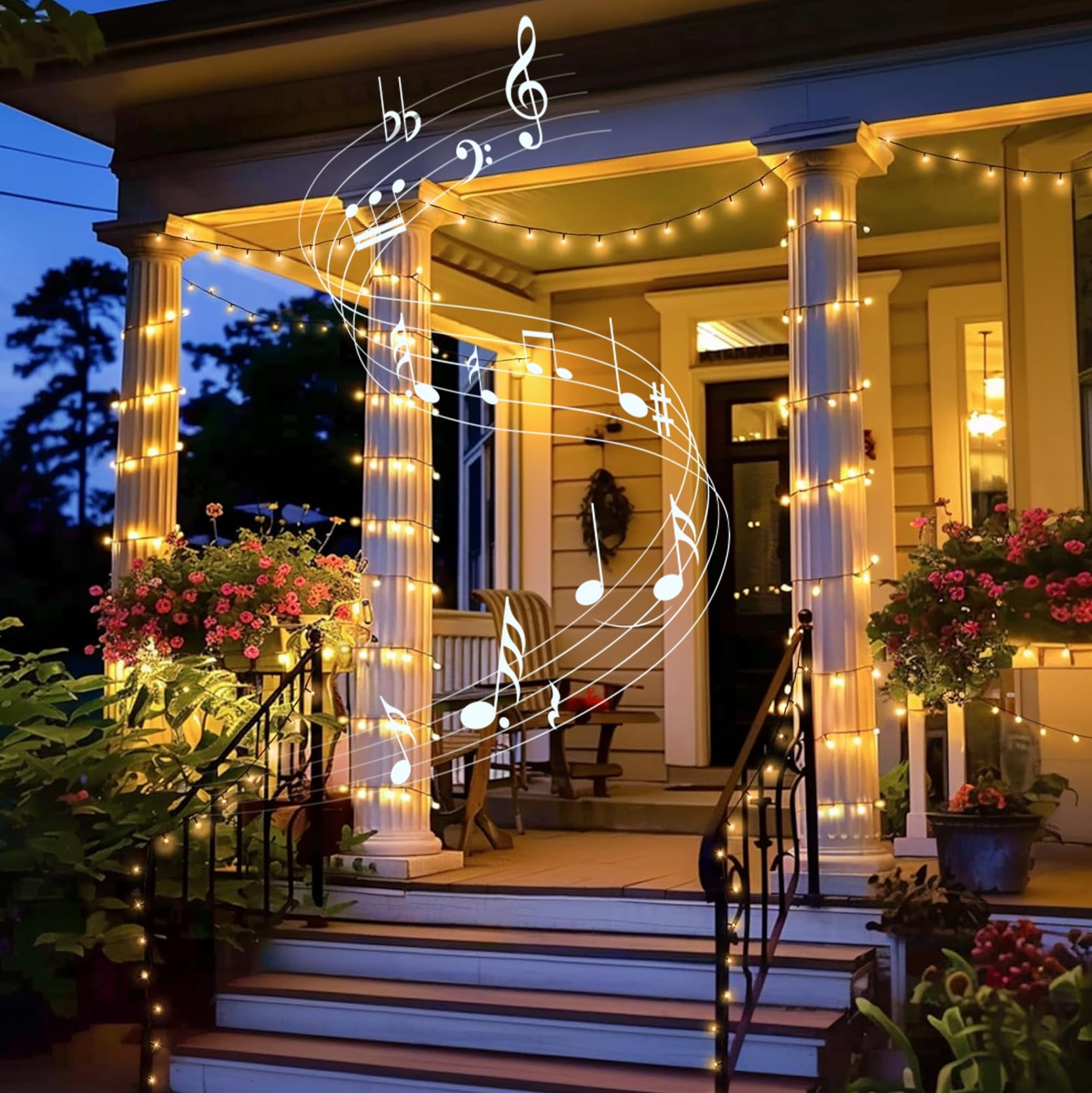 LAMPHOME 33ft Music Christmas Mini Lights (Green Wire),100 LED Fairy Starry String Light Plug in for Indoor Outdoor Xmas Tree Wedding Party Decoration (Yellow)