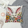 thumbnail image 2 of GOSMITH Happy Easter Rabbit Throw Pillow Cover, Spring Bunny Flower Square Party Cushion Case Holiday Decoration for Sofa Couch Bed White, 2 of 5