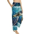 thumbnail image 2 of Naloa Watercolor Turtle Print Women’s Ultra-Soft Comfy Pajama Lounge Pants with Pockets & Drawstring, 2 of 8