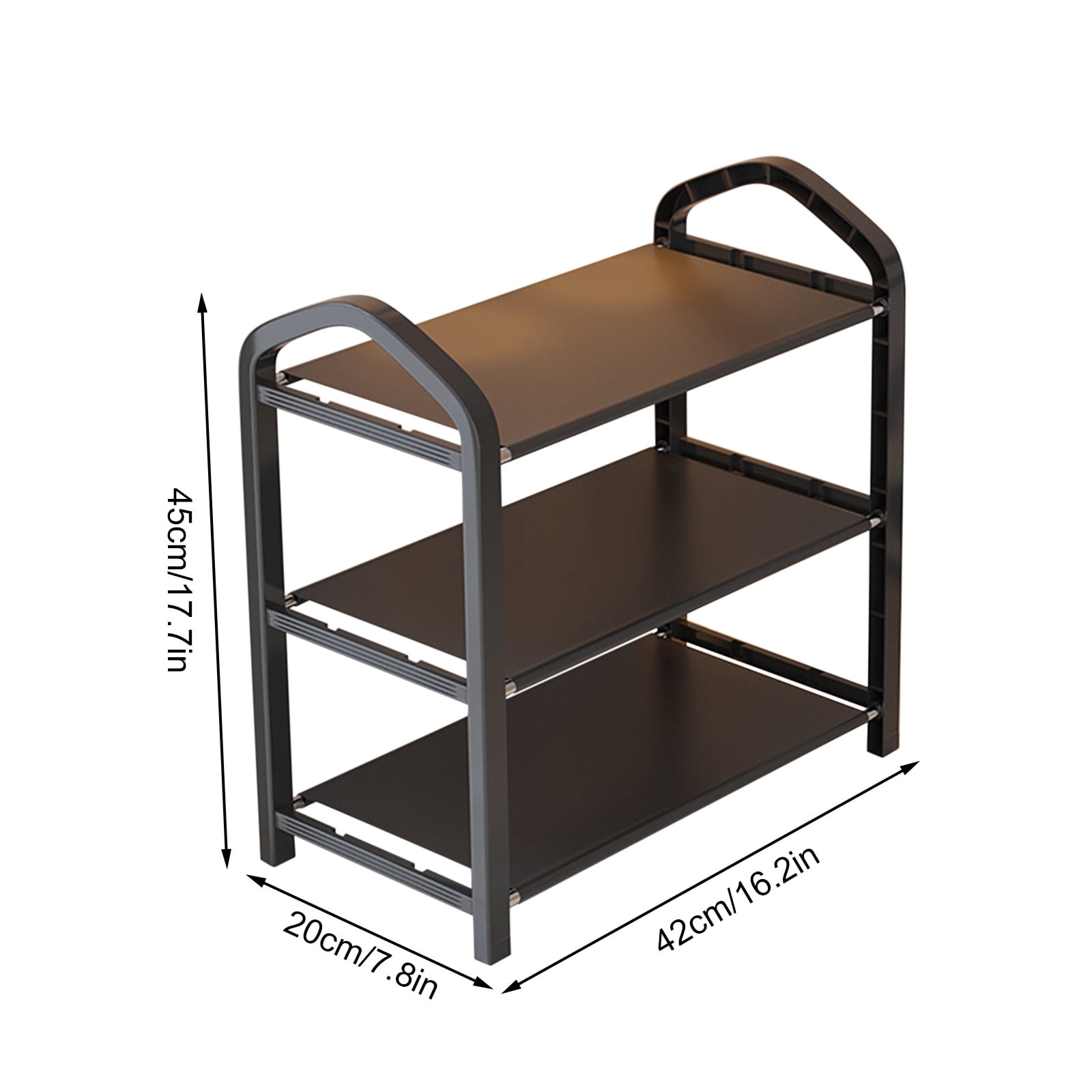 Black Three-layer Shoe Rack Indoor Economical Rental Room Small Storage Shoe Rack Free Standing Shoe Rack for Entryway Closet Doorway