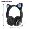 thumbnail image 4 of Rirool Cat Ear Bluetooth Headphones for Kids Girls - Wireless Headset w/Mic, 94dB Volume Limit, LED Lights, Foldable, for School/Travel Black, 4 of 10