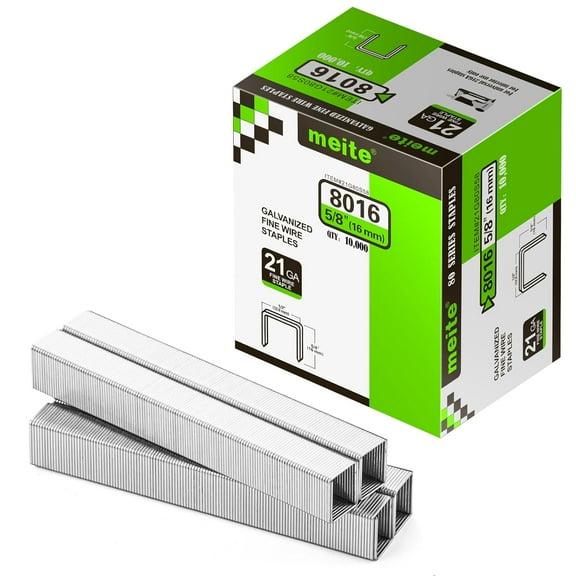MEITE 21GA 80 Type Galvanized Staples,1/2" Crown 5/8" Length for Upholstery 10,000 Pcs/Box(1 Box)