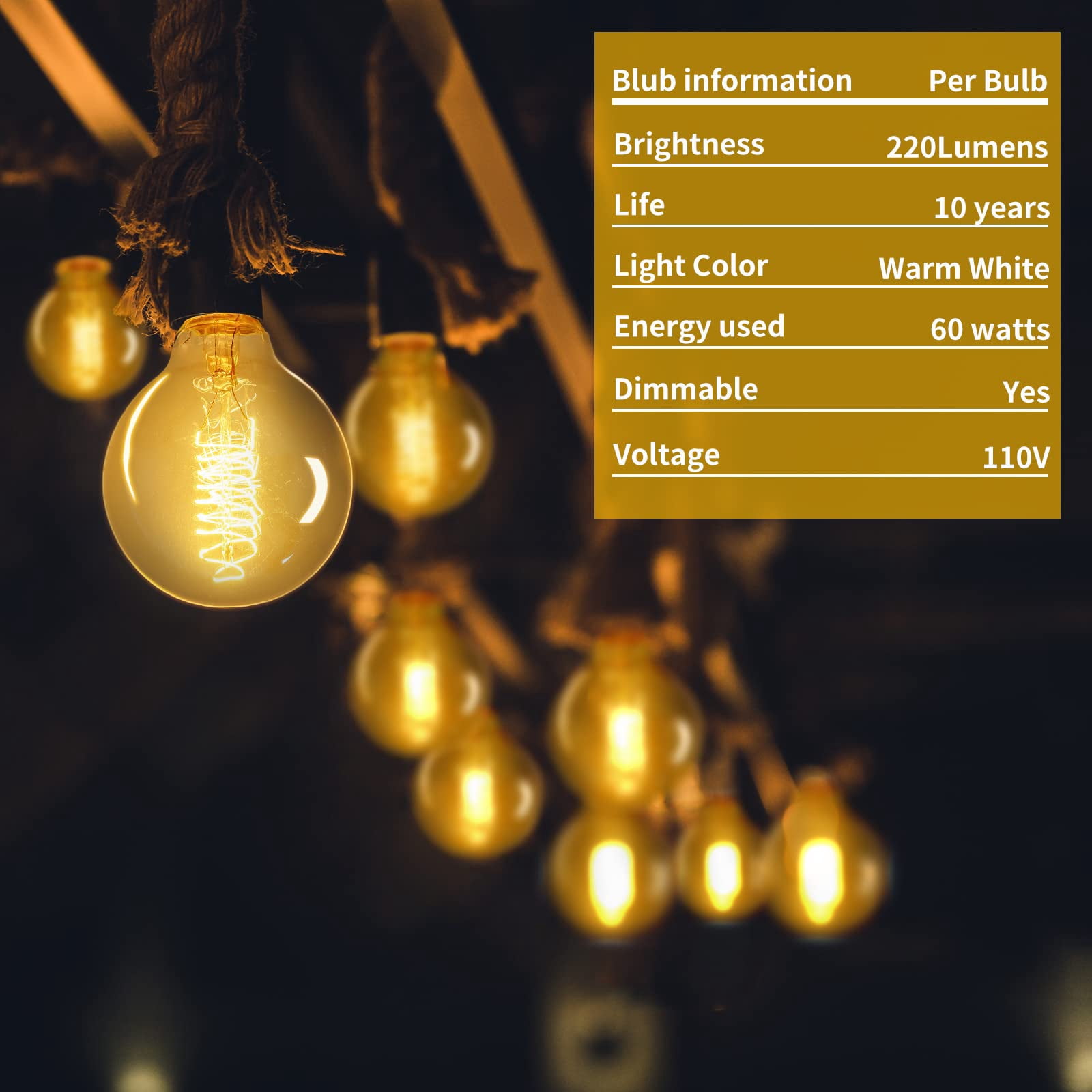 Globe Edison Bulbs, 6-Pack 60w Vintage Edison Light Bulb, Spiral Filament Edison Bulbs, E26 Base - Amber Tinted - 120VDimmable - G80 Decorative Lightbulbs
