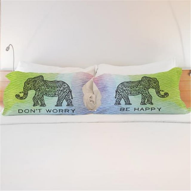 One Bella Casa 74081CSE Ne Vous Inquiétez Pas Éléphant Taie d'Oreiller - Multicolore&44; Lot de 2