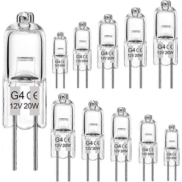 G4 Halogen Bulbs, 12V 20W Halogen Light Bulbs 2 Pin Clear Capsule Lamp Bulb, Halogen-Pin-Base-Lamp Warm White Light Clear Capsule (10 Pack)