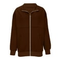 thumbnail image 4 of wycnly 2023 Sweatshirt Coat for Women Winter Sweatshirt Jacket for Women Casual Solid Long Sleeve Stand Collar Coat Trendy Zip up Oversized Ladies Girls Outerwear with Pocket Weekly, 4 of 4