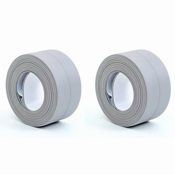 Caulk Tape - Self Adhesive Waterproof Sealant Strip for Bathroom, Kitchen, Sink, Tub, Shower, Bathtub & Toilet Edge Protection - Easy Peel (Gray, 2 Roll)