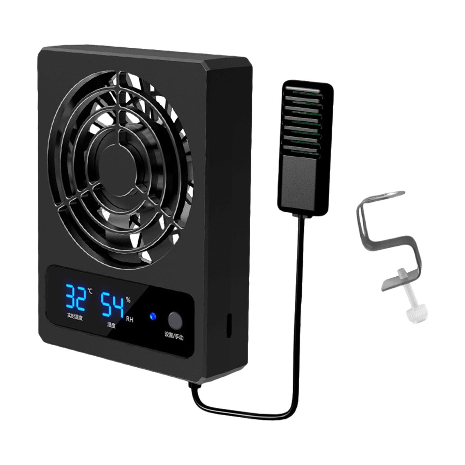 Fzaqwen Reptile Ventilation Fan Quiet Fan Thermometer and Humidity Gauge for Pet Rearing Celsius