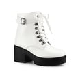 thumbnail image 1 of Unique Bargains Bottes de Combat à Cheville à Plateforme à Talon Épais pour Femmes, 1 of 8
