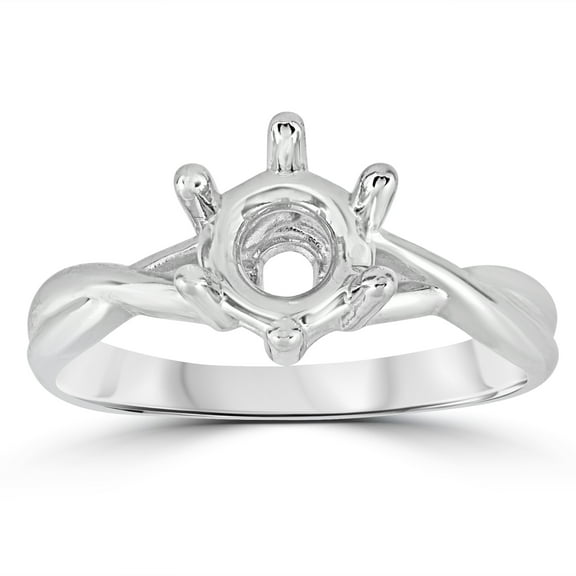 Pompeii 14k White Gold Solitaire Round Twist Engagement Ring Setting (,)