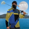 thumbnail image 3 of SEANATIVE Men's UV Protection Sun Hoodie Long Sleeve Fishing Tops Hiking Running Shirt Multi-Use Outdoor Sports Casual Top Summer Fall Outfits, M, Abstract Pattern Blue Yellow Black, 3 of 7