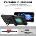 thumbnail image 5 of for Samsung Galaxy Z Flip 7 Rugged Case with Lens Sliding Camera Cover, Ring Holder Kickstand, TPU Bumper Drop Proof Durable Military Grade Protective Cover for Samsung Galaxy Z Flip 7, Black, 5 of 11
