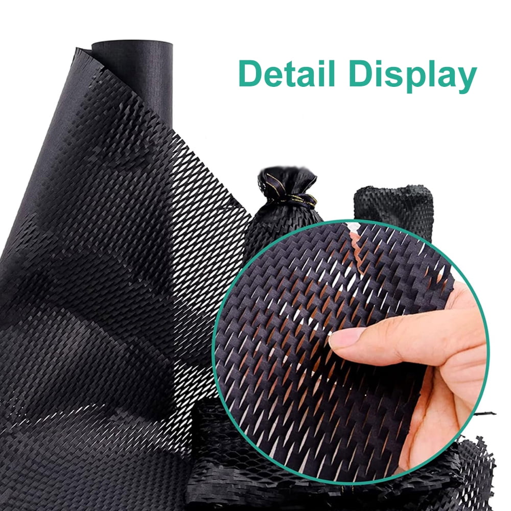 1 Pcs Black Honeycomb Packing Paper,Cushion Packing Paper for Moving Shipping Packaging Breakables(16.4 ft x 11.8 in)