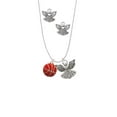 thumbnail image 2 of Delight Jewelry Silvertone Large Enamel Basketball Silver tone Guardian Angel Charm Necklace and Stud Earrings, 2 of 4