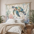 thumbnail image 3 of Blue Sea Turtle Coastal Tapestry for Bedroom Wall Hanging Tapestry, Vintage Summer Beach Coral Ocean Ceiling Backdrop Tapestries Poster Blanket Wall Decor for Teens Room Living Room Dorm 39" x 59", 3 of 8