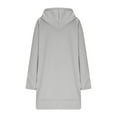 thumbnail image 5 of XPMWRP Women's Oversized Hoodie Solid Color Sweatshirt Fall Winter Pullover Casual Long Sleeve Split Hem Dress with Kangaroo Pocket Gray XXL, 5 of 8
