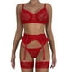 thumbnail image 1 of Gibobby Tangas de mujer sexy encaje Día de San Valentín Lencería de malla con estampado de moda para mujer, conjunto de piezas, ropa interior Sexy con calcetines o anillo(Rojo, XXL), 1 of 5
