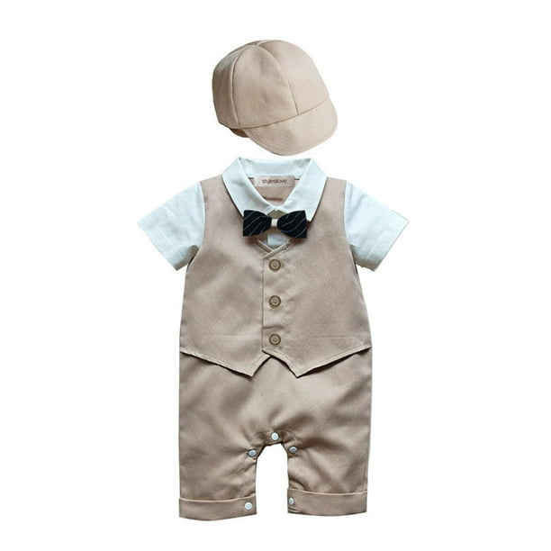 StylesILove Baby Boy Formal Wear Romper and Hat 2Piece Outfit for