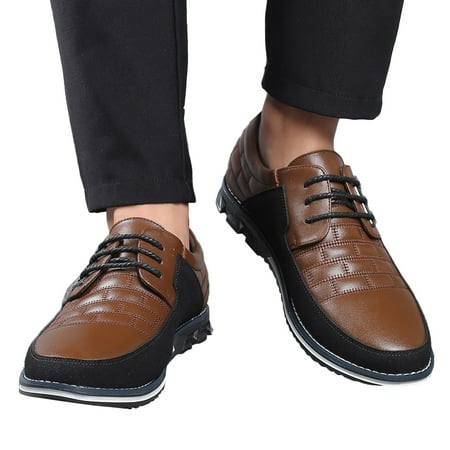 Mepaouo Mens Dress Shoes Casual Business Oxford Derby Orthopedic Leather Shoes Walk Loafers Flats Shoes
