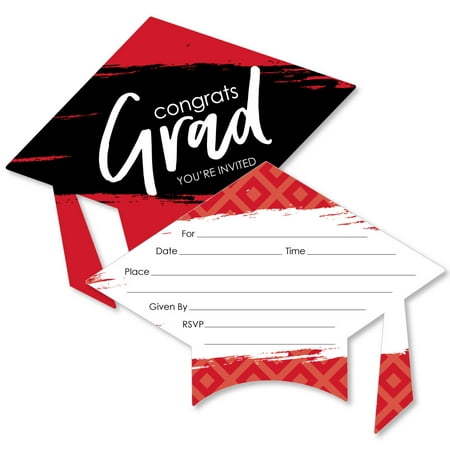 Red Grad - Best is Yet to Come - Shaped Fill-In Invitations -  Graduation Party Invitation Cards with