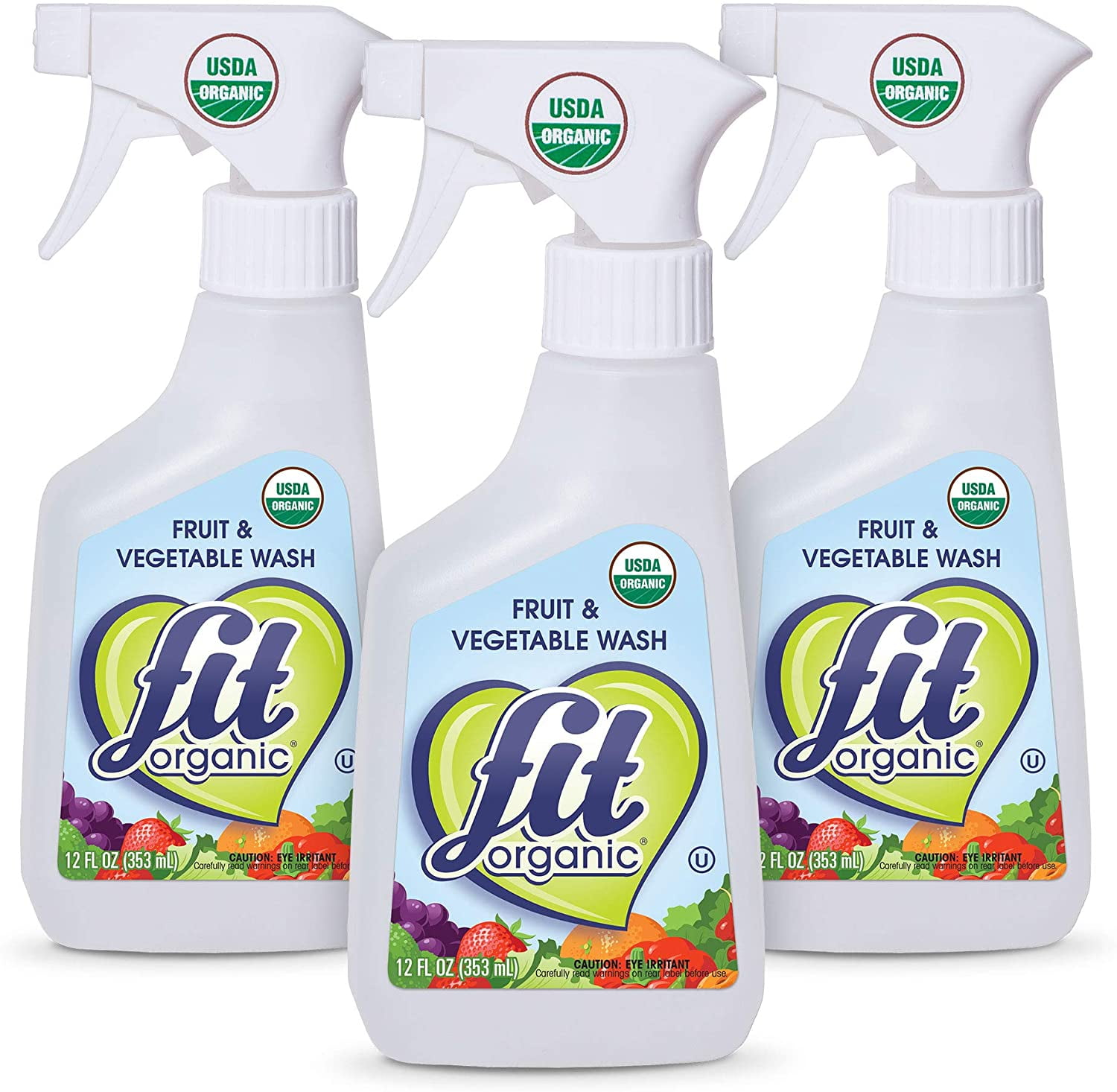 Fit Organic Produce Wash, Fruit & Vegetable Wash, Produce Cleaner, 12Fluid Ounce, Pack of 3