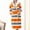 Orange, variant on Women Fall Winter Sleepwear,Sleepwear For Women Nightgown,Long Length Flannel Robe,Striped Print Sleep Robe For Fall And Winter
