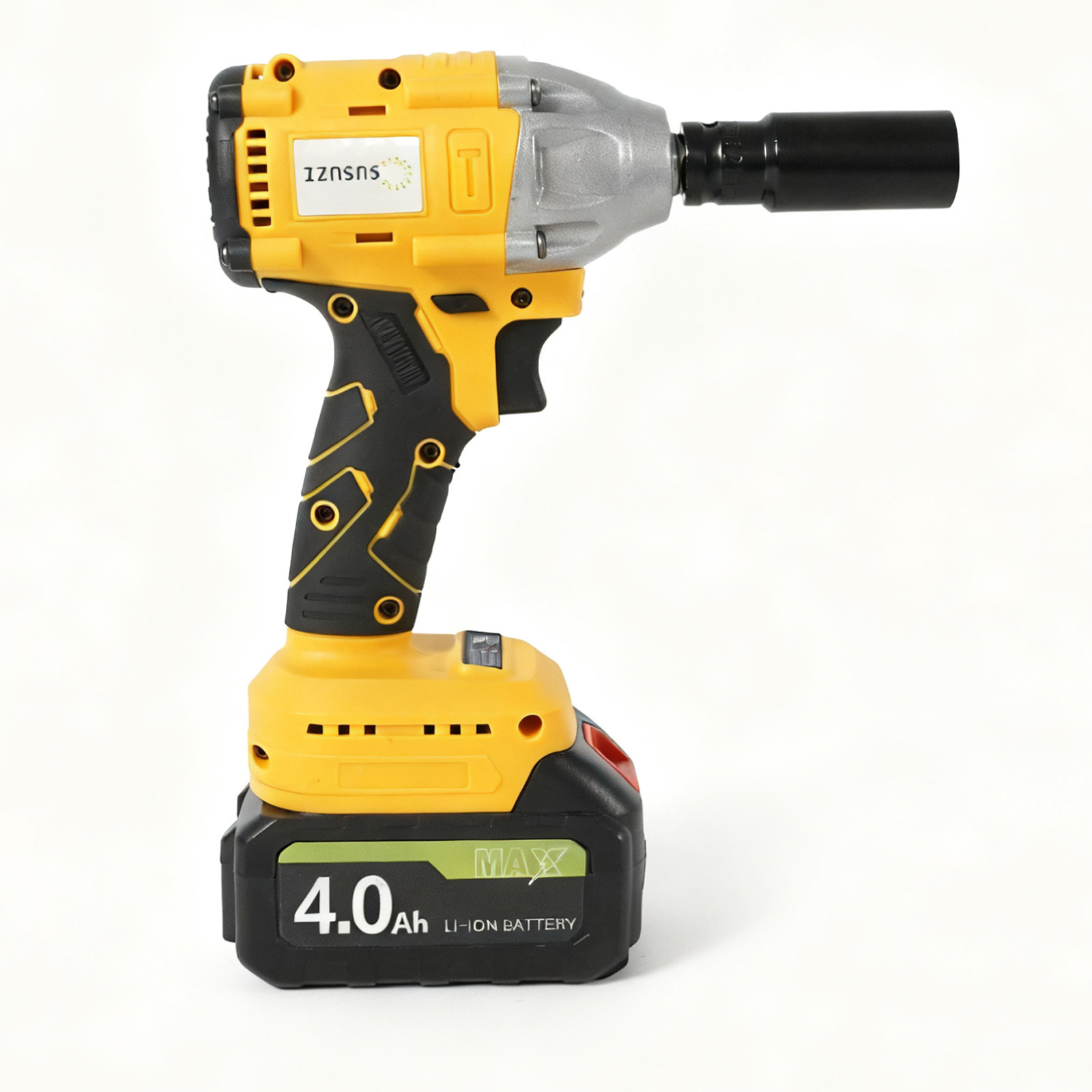 SUSUZI 20V Cordless Impact Wrench 1/2", 380Nm (280 ft-lbs) Max Torque Brushless Motor with 2 x 3.0A Batteries, Power Impact Wrench with 5 Sockets,8 Drill,6 Screws