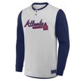 thumbnail image 2 of Men's Fanatics Gray/Navy Atlanta Braves Clubhouse Long Sleeve Henley Shirt, 2 of 3