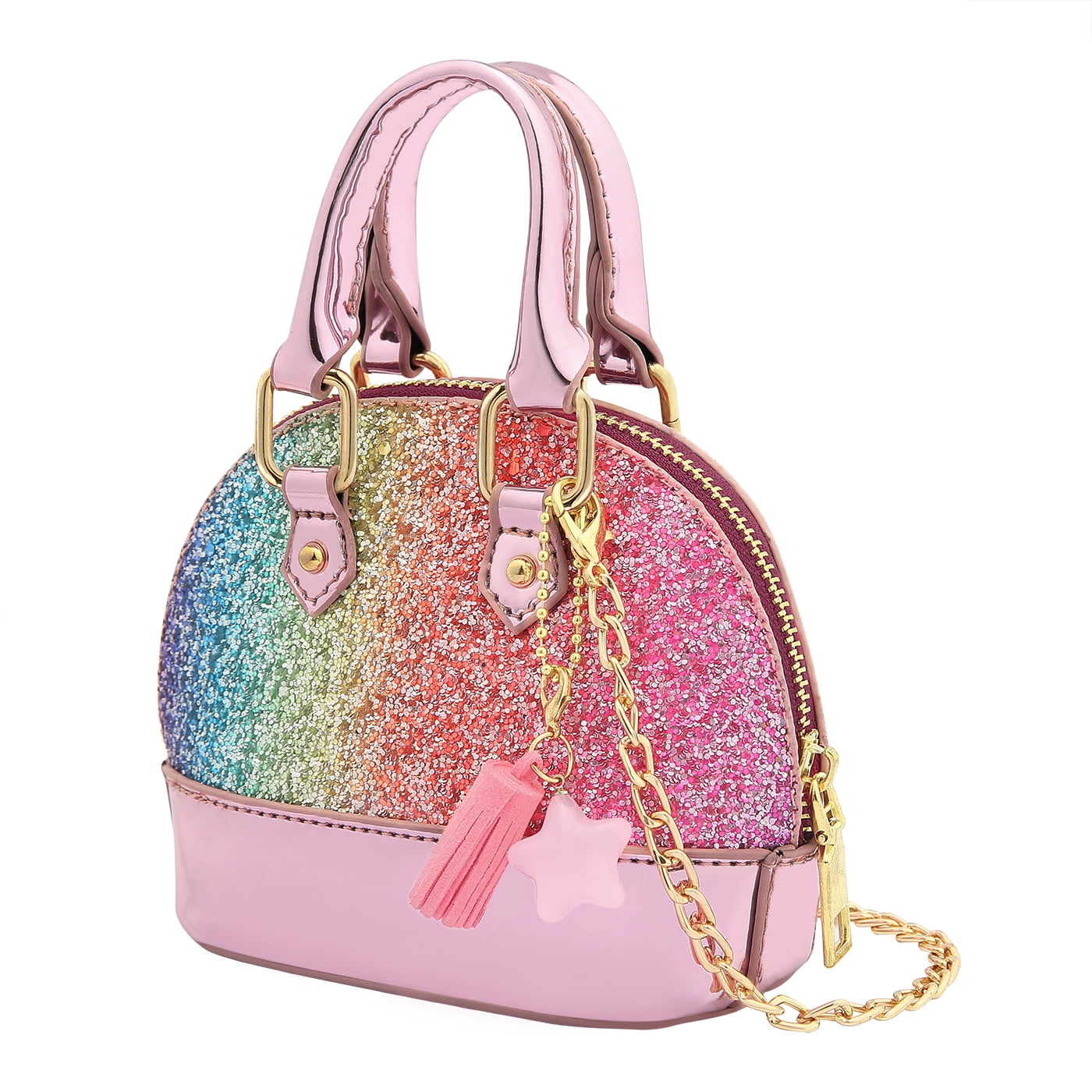 Disney Princess Satchel Handbag Shoulder Bag Shiny Silver Accents Pink Purse New 