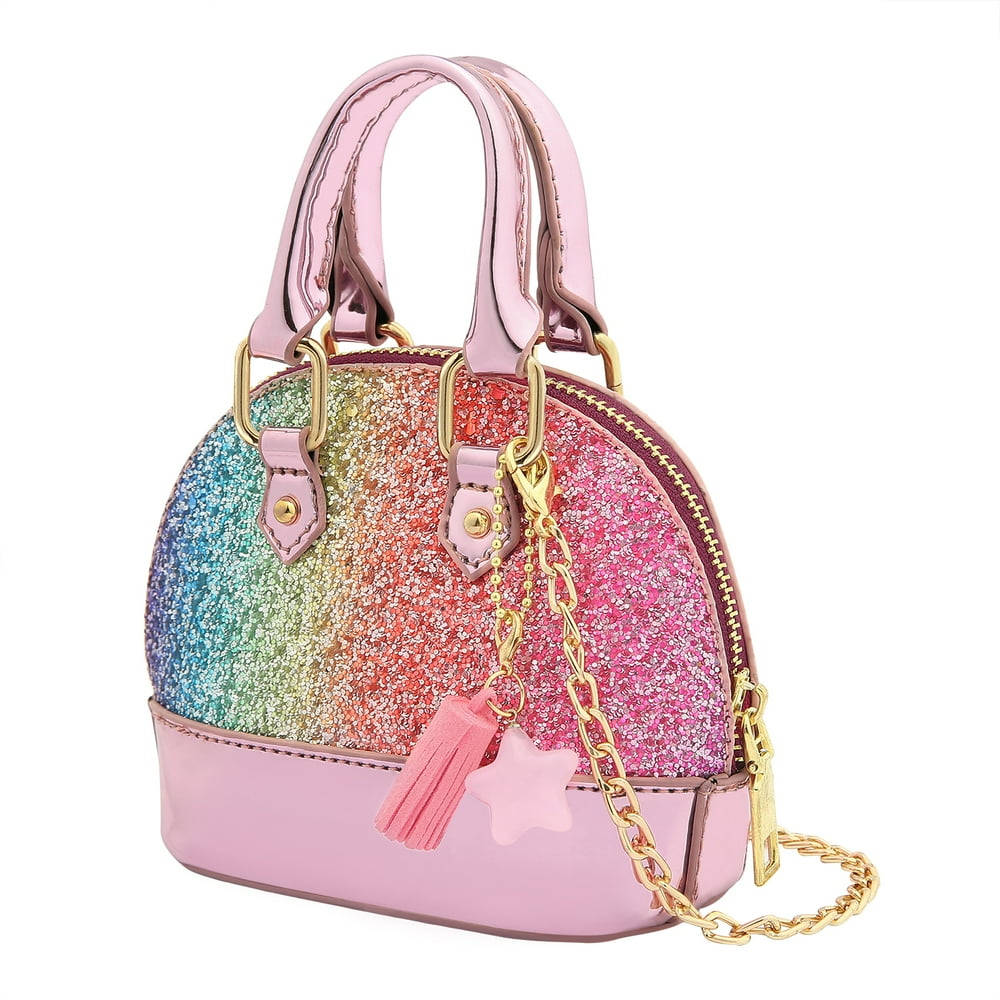 HDE HDE Glitter Purse Princess Small Crossbody Dome Fashion Purse for