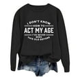 thumbnail image 1 of Wyzesi Chandails à Col Rond Graphiques pour Adolescentes Femmes Manches Longues Chandails à Col Rond Mode Chandails Imprimés Lettres Chandail Léger Chandails Amples Blouse Haut Chandails Filles Noir, 1 of 5