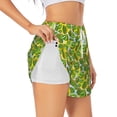 thumbnail image 2 of Bixox Women's Watercolor Kiwi Fruits Summer pattern 2 in 1 Running Shorts - Lightweight Athletic Workout Gym Yoga Shorts Liner with Pockets - Small, 2 of 7