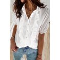 thumbnail image 1 of Women's White Ruffled Button Down Shirt, 1 of 5