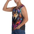 thumbnail image 3 of Fotbe Men's Colorful Wolf Head Print Men's Sleeveless Muscle Tank Tops Casual T-Shirts for Gym Workout Beach-Small, 3 of 8