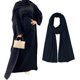 thumbnail image 3 of Vestido Abaya musulmán para mujer, conjunto de tres piezas, bata de oración islámica, frente abierto, vestido maxi cárdigan fluido, 3 of 5