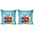 thumbnail image 1 of Travel Throw Pillow Cushion Cover Pack of 2, 3D Realistic Summer Vacation Design for Travel on a Sand Beach Island in Horizon, Zippered Double-Side Digital Print, 4 Sizes, Multicolor, by Ambesonne, 1 of 2