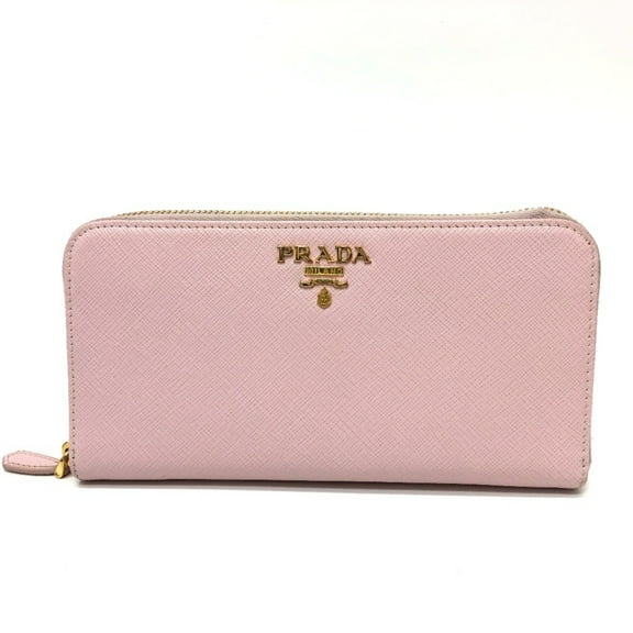 Pre-Owned PRADA 1ML506 logo Zip Around Long Wallet pink GoldHardware (Good)