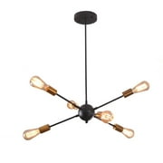 Sputnik Chandelier 6-Light Modern Mid-Century Ceiling Light for Living Room, Bedroom, Dining Room