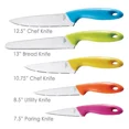 thumbnail image 2 of 6 Piece Stainless Steel Knife Set with Multi-Colored Handles In Block, 2 of 4