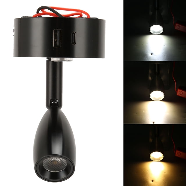 RV Reading Light, DC12 To 24V RV Dimmable Reading Lamp With Blue LED Night Light, RV Lights Interior Reading Lamp With Touch Switch For RV, Van, Truck, Trailer For Bed Reading