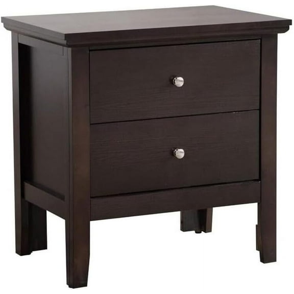 Old World Charm Nightstand - Dovetailed Drawers for Bedroom Storage, Stylish Nickel Hardware, Painted Nightstand, Floor Mountable Espresso/2 Drawer