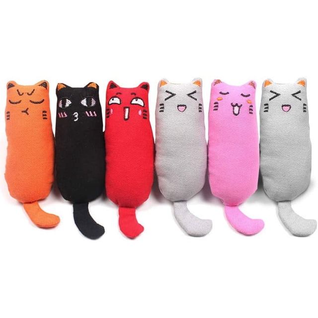 6 piezas de juguetes de hierba gatera para gatos, suministros interactivos para masticar gatos, gatitos, juguetes de hierba gatera, juego de juguetes para masticar para la dentición Rojo Verde