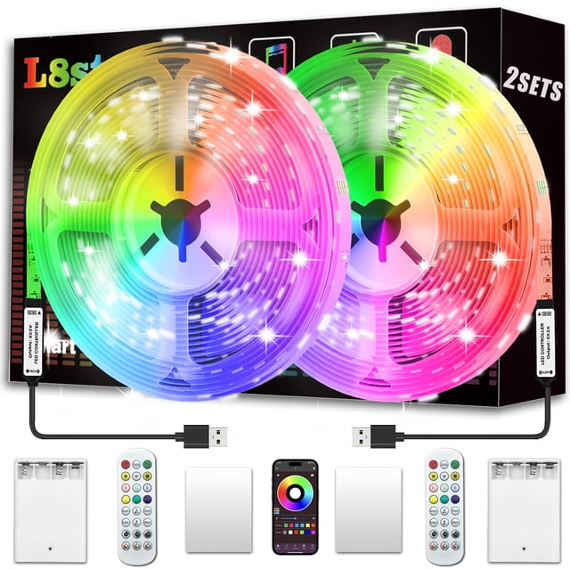 Tira de luces LED L8star de 4 m, funciona con pilas o USB y control remoto
