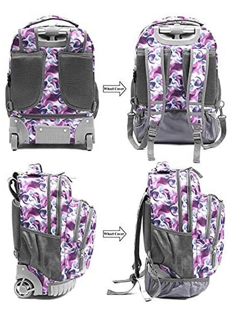 Tilami Purple Waves Rolling Backpack 18 Inch with Pencil Case