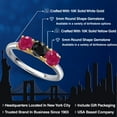 thumbnail image 2 of Gem Stone King 10K Two Tone Gold Black Sapphire and Red Ruby Engagement Ring for Women | 1.79 Cttw | Round 5MM | Gemstone September Birthstone | Size 8, 2 of 6