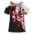 thumbnail image 3 of Patlollav Plus Size Women V-Neck T-Shirt Loose and Comfortable Casual Off Shoulder Blouses, 3 of 6
